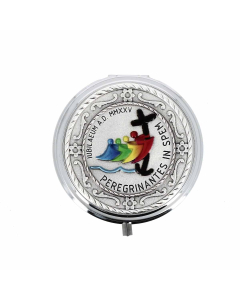 Portarosario Giubileo 2025 metallo argentato 6 cm
