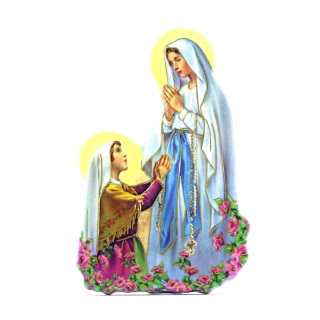 Calamita Madonna di Lourdes con preghiera 5x7,5 cm
