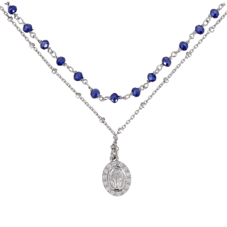 Collana doppio giro argento celeste Cipolletti