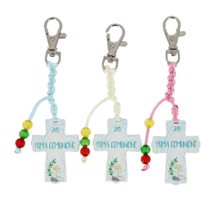 Portachiavi Croce Prima Comunione 3,8x12 cm