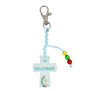 Portachiavi Croce Prima Comunione 3,8x12 cm