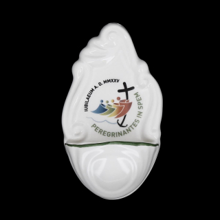 Acquasantiera Giubileo 2025 in ceramica 7x14 cm