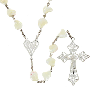 Rosario madreperla e argento 800°° Grano 18x10 mm