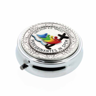 Portarosario Giubileo 2025 metallo argentato 6 cm