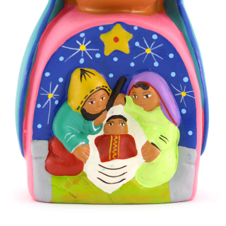 Madonna con Natività in terracotta colorata 14 cm