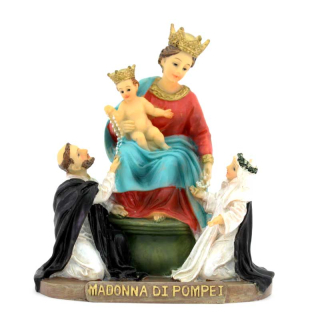 Statua Madonna di Pompei in resina colorata 11 cm