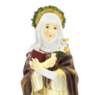Statua Santa Caterina da Siena resina colorata 30 cm