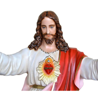 Statua Sacro Cuore di Gesù braccia aperte resina 130 cm