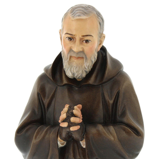 Statua San Pio in legno dipinto 35 cm