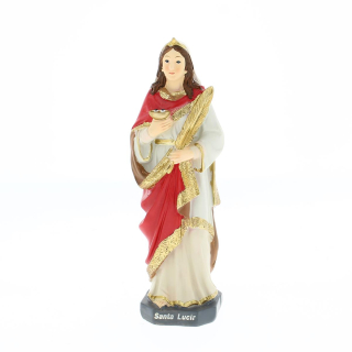 Statua Santa Lucia in resina colorata 19 cm