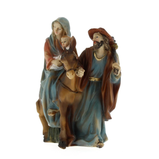 Fuga in Egitto in resina colorata 14 cm