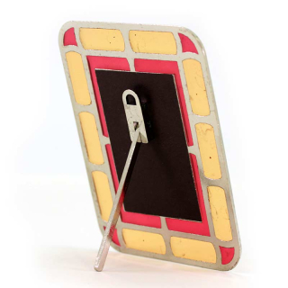 Quadretto vetrata Madonna con Bambino argento rettangolare 8x10 cm