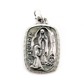 Medaglia Madonna di Lourdes rettangolare 1x1,5 cm