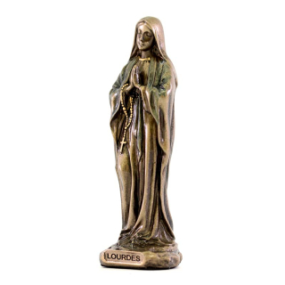 Statua Madonna di Lourdes resina bronzata 9 cm