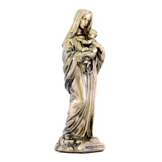 Statua Madonna con Bambino resina bronzata 9 cm