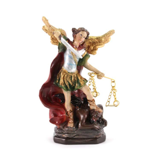 Statua San Michele Arcangelo in resina dipinta 10 cm