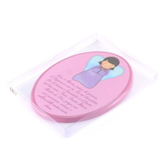 Quadretto rosa con Preghiera Ave Maria 16x21 cm