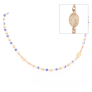 Choker Rosary copper silver light blue swarovski