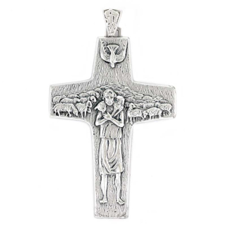 Croce Papa Francesco metallo argentato 7x10 cm