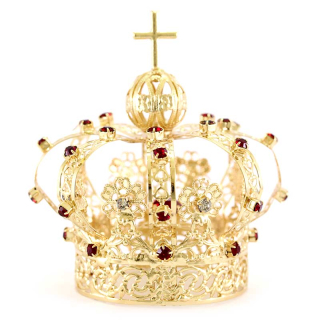 Corona per statua in metallo con strass rossi Diametro 5 cm