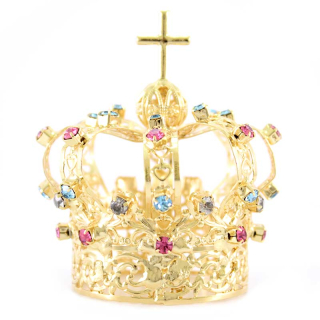 Corona per statua in ottone con strass Diametro 4 cm