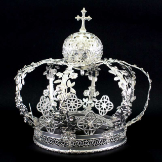 Corona per statua in metallo con strass bianchi Diametro 15 cm