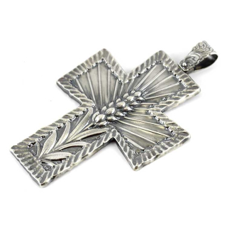 Croce Pettorale spiga e raggi in argento 800°° 7,5x10 cm